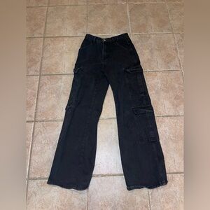 SHEIN Black Wide Leg Cargo Jeans
